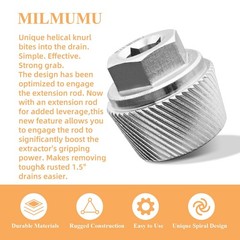 1.5&Prime; Tub Drain Extractor Removes Old Broken Stubborn and Rusted Drains Silver