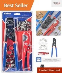Durable PEX Cinch Tool with Ratchet Function & 30 Clamps for Seamless Plumbing