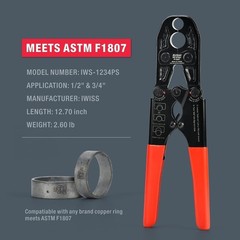 iCrimp 1/2 and 3/4-inch Combo Pex Pipe Crimping Tool for Copper Ring with Gau&hellip;