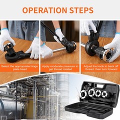 Portable Pipe Threader Kit &ndash; Ratchet Tool Set with 3 NPT Dies & Storage Case for