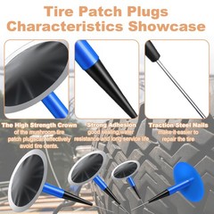 Tire Repair Patch Kit 24Pcs, Plugs, Roller, Buffing Wheel, Drill Bits