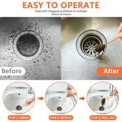 6-Pack Reusable Drain Snake Hair Clog Tools, 5 x 18-Inch Flexible Snakes with&hellip;