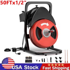 Electric 50ft 1/2&rdquo; Drain Cleaner Machine Plumbing Sewer Snake Auger Cleaning