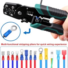 Multifunctional Wire Crimper, Stripper, and Cutter for Insulated/Bare Connectors