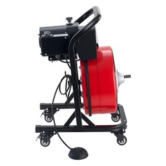 Drain Auger w/50FT 1/2&Prime; Solid Core Cable, Foot Control, 4 Cutters, Metal Drum
