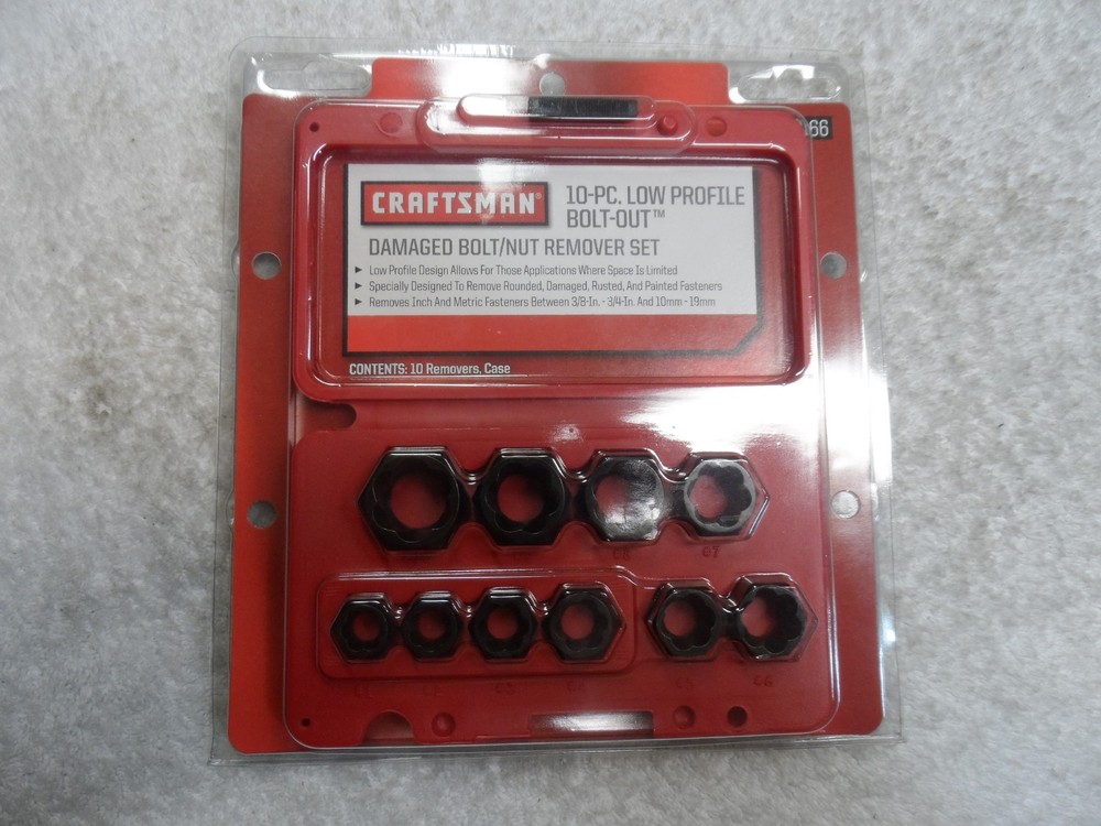 Craftsman 3/8&Prime; Drive Low Profile Damaged Bolt Nut Remover Set USA &ndash; Part # 52166