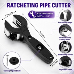 Ratcheting Pipe Cutter, 2-in-1 Close Quarters Tubing Cutter Tool (5/16&Prime; to 1-&hellip;