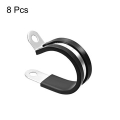 32mm Stainless Steel Rubber Cushioned Insulated Clamp R Shape Metal Clamp 8Pcs