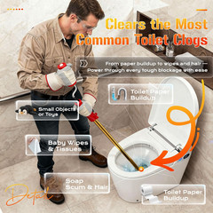 56658 K-6P 6FT Toilet Auger Snake for Use Manually or with Drill, Telescopic for