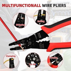 Multi-Function Hand Tool: 8 Inch Wire Stripper, Cable Stripper, Crimping Pliers
