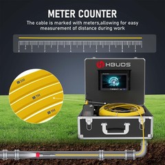 Sewer Camera Self Leveling, 100ft Drain Pipe Cameras with Meter Counter, 12V &hellip;