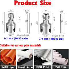 PVC Pipe Threader Kit 1/2 3/4 NPT Internal External Threading Tool Drill Set 2PC