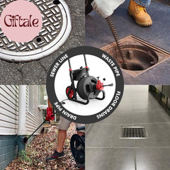 75 Ft X 1/2 Inch Upgraded Electric Sewer Drain Snake Auger with 8 Cutters and 1