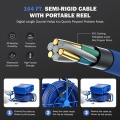 7&Prime; Self-Leveling Sewer Inspection Camera 164ft/50m Length Counter 512Hz Locator
