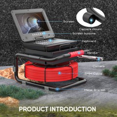 50m Sewer Camera Pipe Inspection Camera 512hz Sonde Self-leveling 10&Prime; Monitor