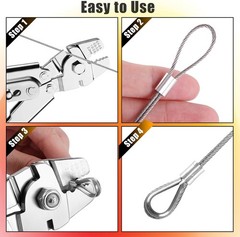 Heavy Duty Wire Rope Crimping Tool Kit, 328FT Stainless Steel Cable, 210 PCS Cri