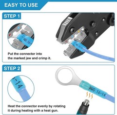 Crimping Tool for Heat Shrink Connectors AWG22-10, Ratcheting Wire Terminal Crim