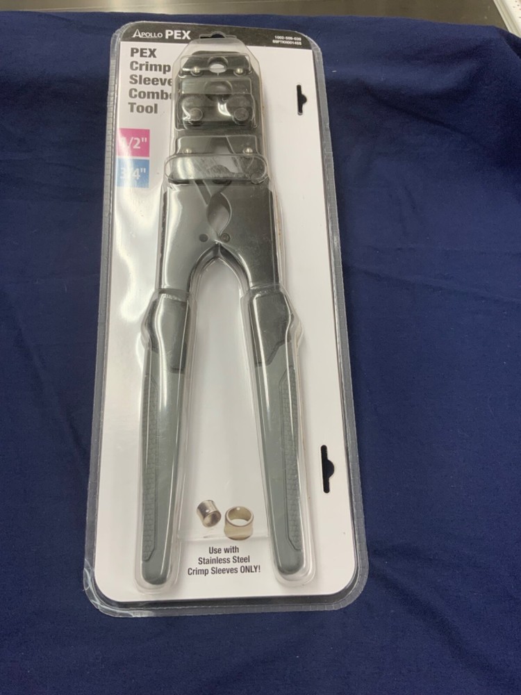 Apollo PEX 69PTKH0014SS 1/2&Prime; and 3/4&Prime; PEX Crimp Sleeve Combo Tool 1002 509 039-O