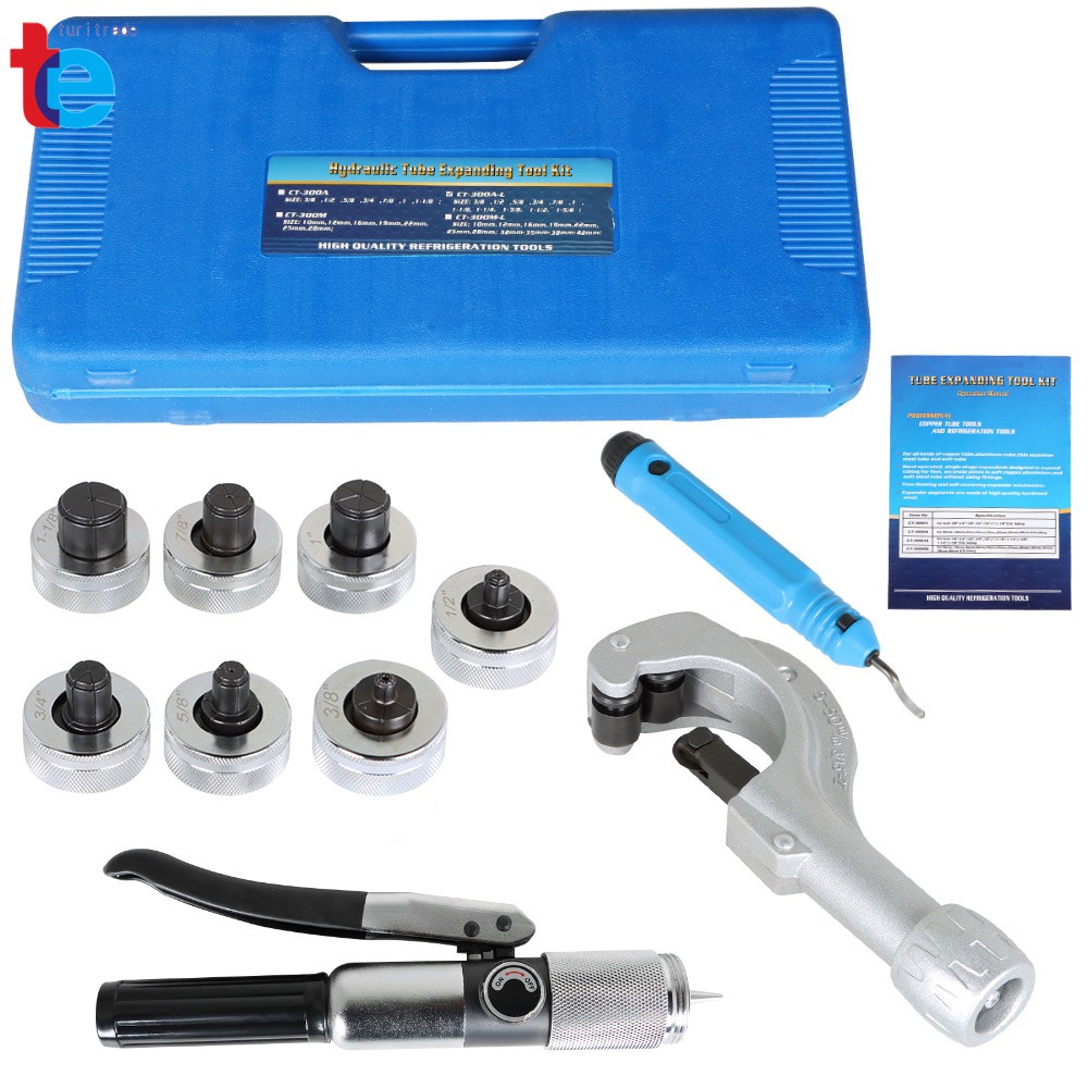 New Hydraulic Tube Expander Tool HVAC 3/8, 1/2, 5/8,1-1 / 8 Inch Swaging Kit