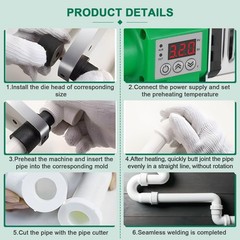 Plastic Pipe Welder Tool, 110V for PE PPR PVC, 0.79/0.98/1.26&rdquo; Die, Digital Dis