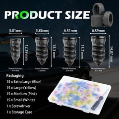 60 PCS Screw Type Tire Plug Kit Rubber Nail 4Size Tires Plugs Screwdrivers