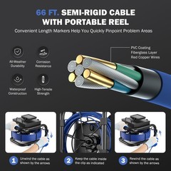 Sewer Camera 4.3 In Monitor 20M Drain Pipe Inspection Camera 32GB Meter Counter