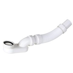 Flexible Freestanding Tub Drain Kit &ndash; Low Profile Flat P 1 1/2 inch, White