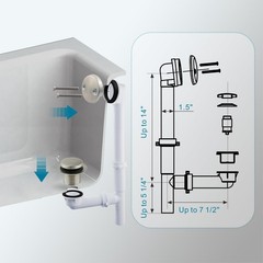 Tubular Bath Tub Drain Kit 1-1/2&Prime; with Brushed Tip-Toe Bathtub