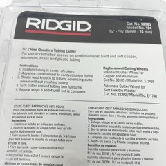 RIDGID 32985 #104 Close Quarters Tubing Cutter 3/16&Prime; to 15/16&Prime; Tube Cutter USA