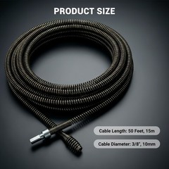 Drain Cleaning Cable, 50 Ft x 3/8&Prime; Professional Drain Snake, 10 mm Flexible H&hellip;