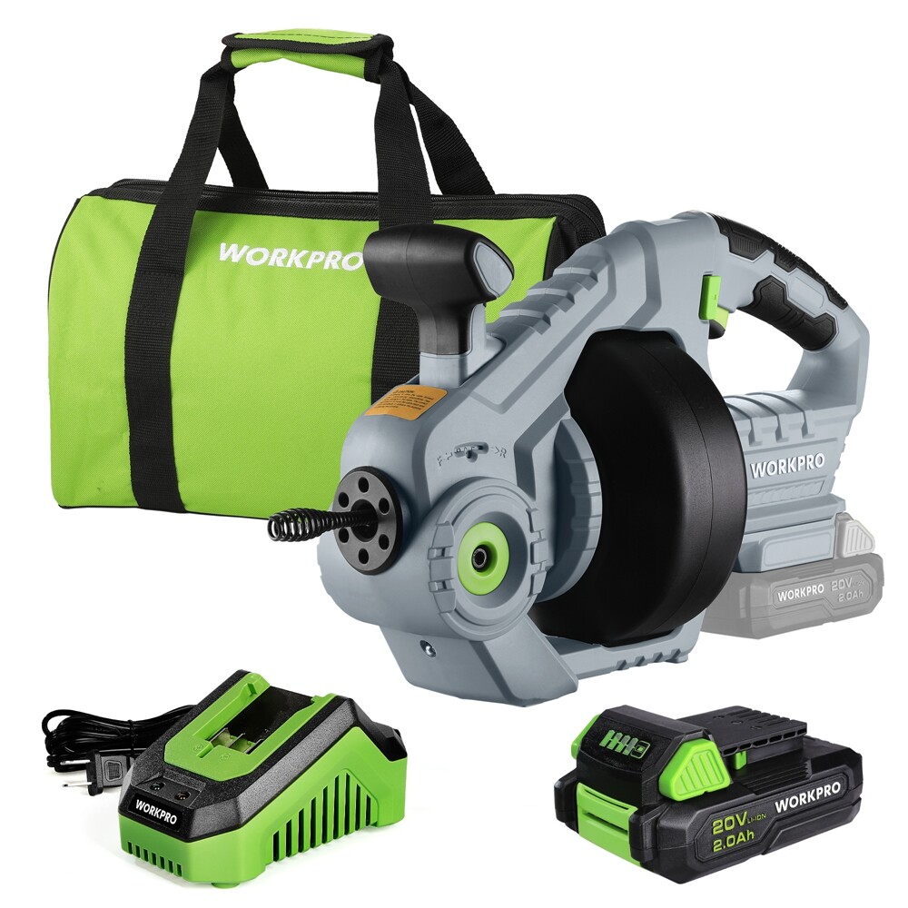 WORKPRO 20V NEW Electric Drain Auger 25Ft Plumbing Snake Drain Hair 3/4&Prime;-2&Prime; Pipe