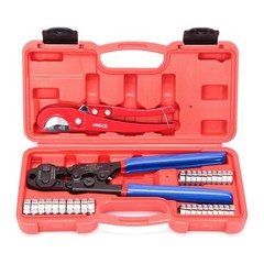 PEX Crimping Tool with Remover, 20PCS 1/2&Prime; & 10PCS 3/4&Prime; Clamps, Pipe Cutter, All