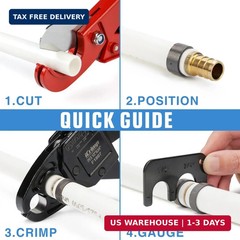 iCrimp ICP-1234AH PEX Crimping Tool Kit &ndash; 1/2-in & 3/4-in Copper Crimp Rings, Du