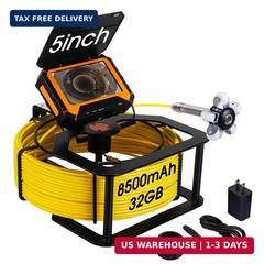 Sewer Camera 100ft,SPRIDRAIN Drain Pipe Camera HD 5in Screen with 32GB DVR,Water
