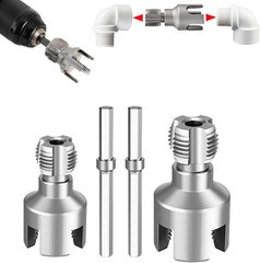 PVC Pipe Threader Kit, 3 Piece Set, 1/2&Prime; 3/4&Prime; NPT Sizes, Dual-Function Internal