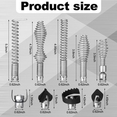 10 Pcs Drain Snake Drill Attachments Drain Auger Cutter Kit for Heavy-duty Ca&hellip;