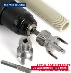 PVC Pipe Threader Kit, 2 Piece Set, 1/2&Prime; 3/4&Prime; NPT Sizes, Dual-Function Intern