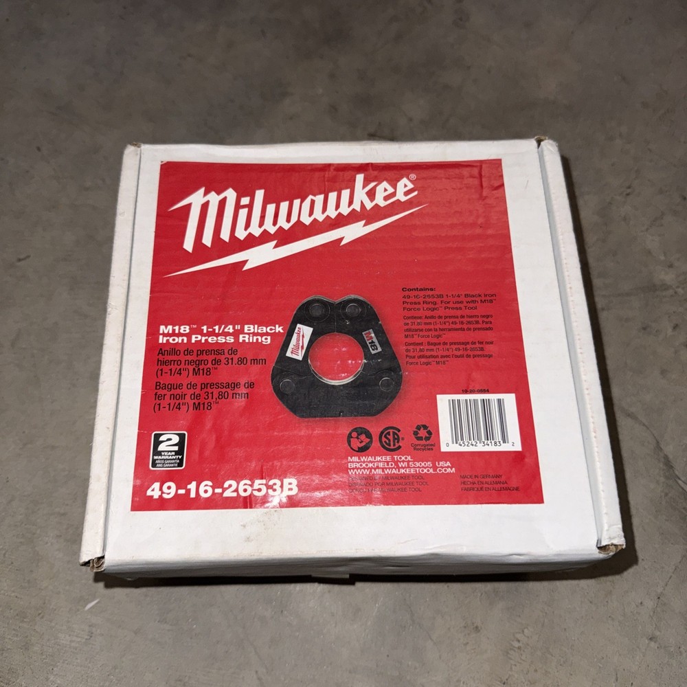 NEW Milwaukee 49-16-2653B 1-1/4&Prime; Black Iron Press Ring for M18 Force Logic Tool