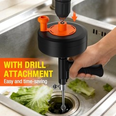 Drain Auger, 25FT Snake Drain Hair Removal Tool, Drill Powered and Manual Drain