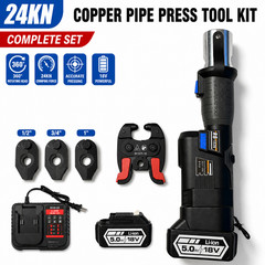 24KN Cordless Copper Pipe Press Tool Kit for CTS Copper Tubing 1/2&Prime; 3/4&Prime; 1&Prime;