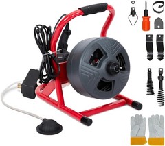 50Ft x 5/16&Prime; Drain Cleaner Machine Drain Auger Sewer Snake Plumbing with Cutters