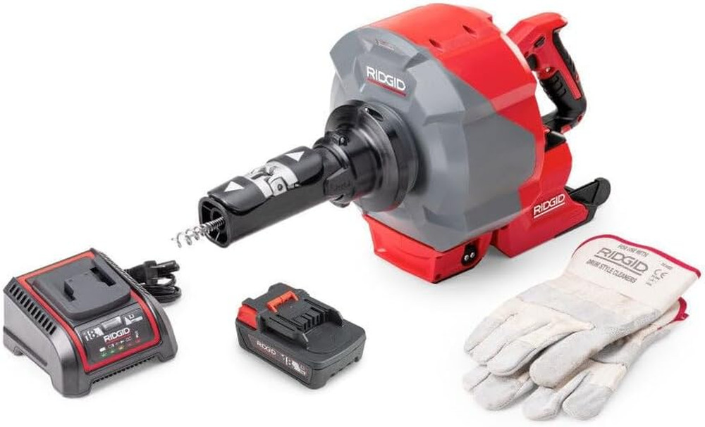 Cordless Drain Snake with 25&prime; Cable, 18V Battery &ndash; Professional Cleaner