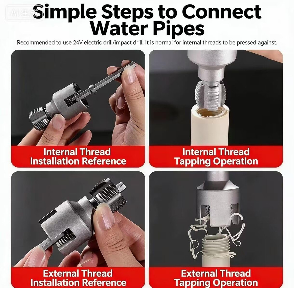 2-Pack Dual-Function Pipe Threading Tool &ndash; Internal & External Thread Cutter&hellip;