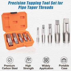 5-Piece NPT Pipe Tap Set, and Die Set with 1/8&Prime;, 1/4&Prime;, 3/8&Prime;, Orange