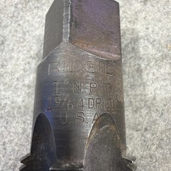 Ridgid 1&Prime; N. P. T. 1 9/64&Prime; Drill Pipe Tap Carbon Steel Made in the USA