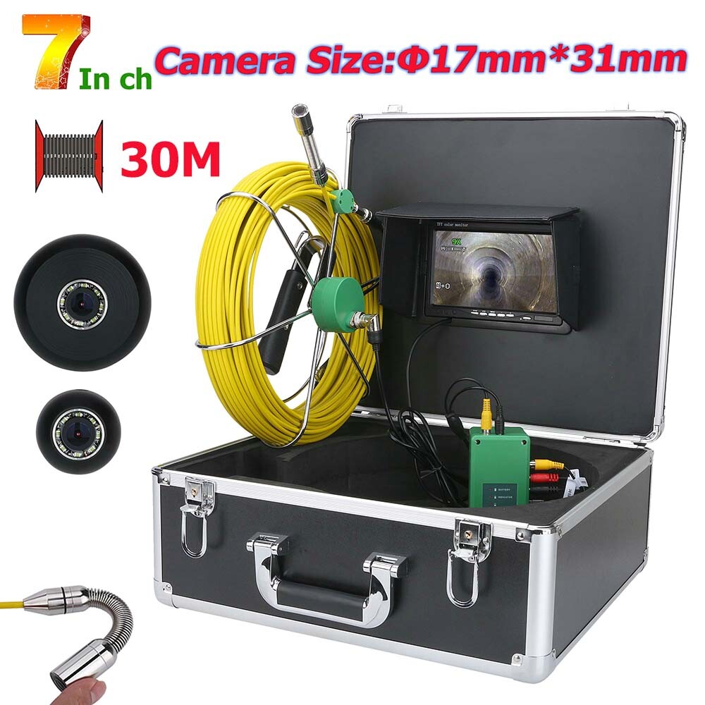7&Prime; LCD 30M Pipe Inspection 1000 TVL Video Camera LED Waterproof Drain Pipe Sewer