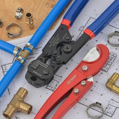 PEX Cinch Clamp Tool 3/8&Prime;&ndash;1&Prime; Ratchet Crimp & Removal Tool for Stainless Clamps