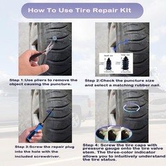 64~Piece Tire Plug Kit Screw Type, Flat Tire Repair Kit for Car, SUV, Truck