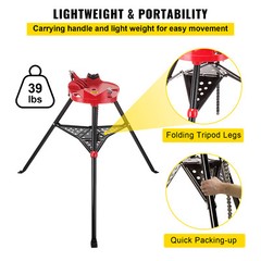 6 inch Tripod Pipe Chain Vise Stand w/ Rubber Mounts Anti-slip Copper Cutting
