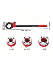 New Pro Manual Ratchet Pipe Threader Set Durable Portable 1/2 3/4 1 Inch NPT Die